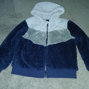 Cozy Kids' Fleece Hoodie - Navy and Gray